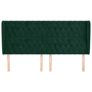 Kopfteil mit Ohren Dunkelgrün 203x23x118/128 cm Samt