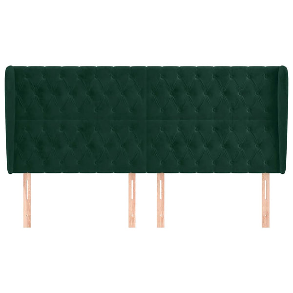 Kopfteil mit Ohren Dunkelgrün 203x23x118/128 cm Samt