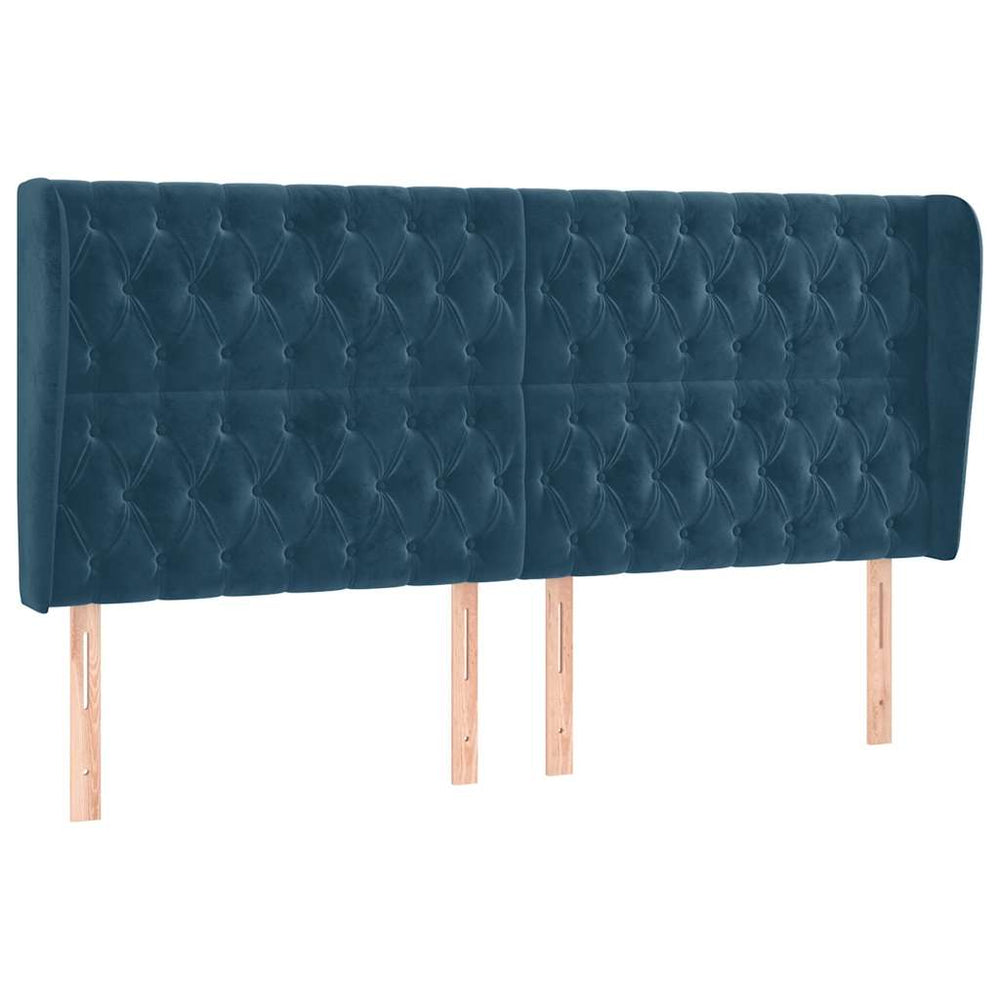 vidaXL Tête de lit avec oreilles Bleu foncé 203x23x118/128 cm Velours
