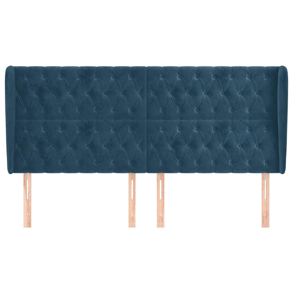 Kopfteil mit Ohren Dunkelblau 203x23x118/128 cm Samt