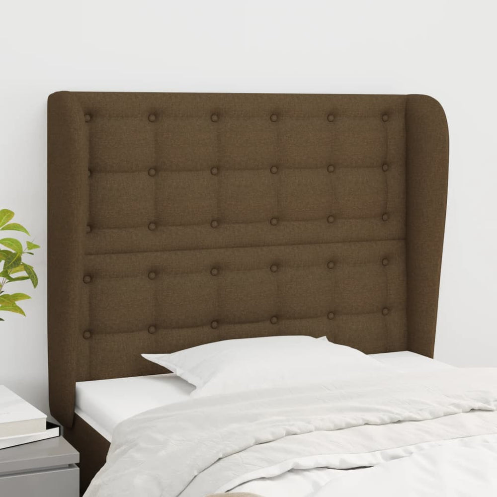 vidaXL Tête de lit à oreilles Marron foncé 83x23x118/128 cm Tissu