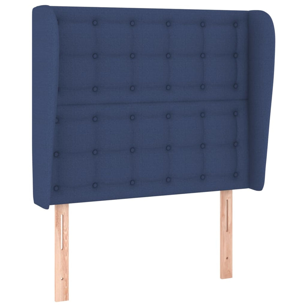 vidaXL Tête de lit à oreilles Tissu Bleu 83x23x118/128 cm