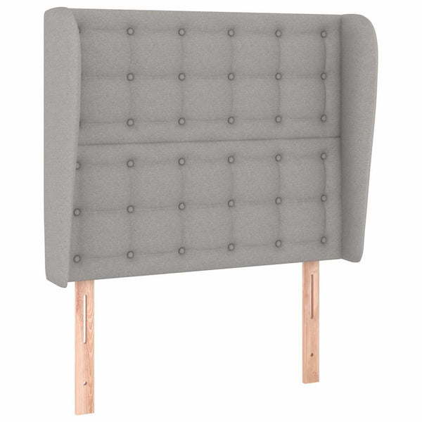 Kopfteil mit Ohren Hellgrau 93x23x118/128 cm Stoff