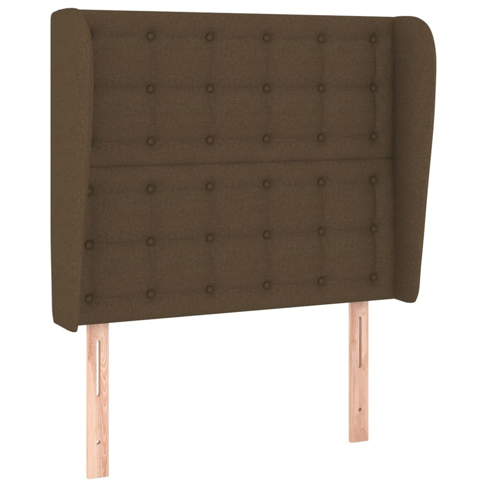 vidaXL Tête de lit à oreilles Marron foncé 93x23x118/128 cm Tissu