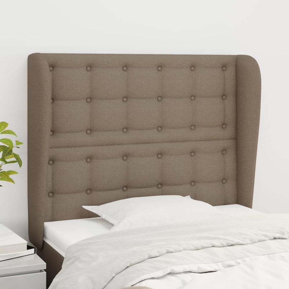 vidaXL Tête de lit à oreilles Taupe 93x23x118/128 cm Tissu