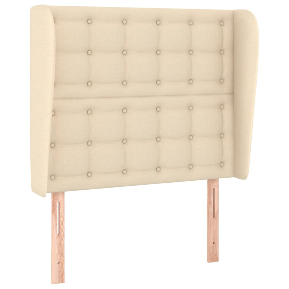 vidaXL Tête de lit à oreilles Crème 93x23x118/128 cm Tissu