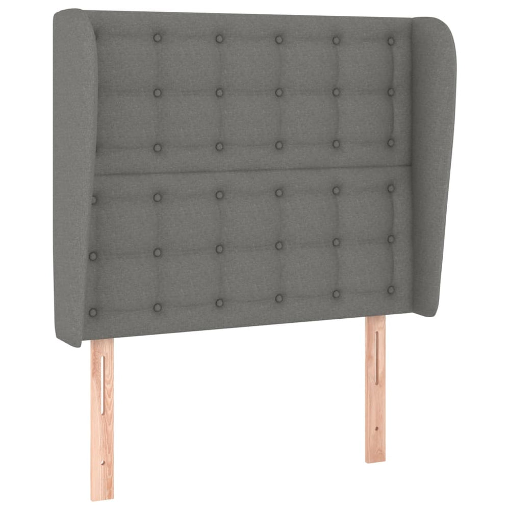 vidaXL Tête de lit à oreilles Gris foncé 103x23x118/128 cm Tissu