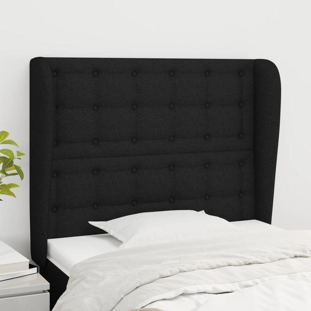 vidaXL Tête de lit à oreilles Noir 103x23x118/128 cm Tissu