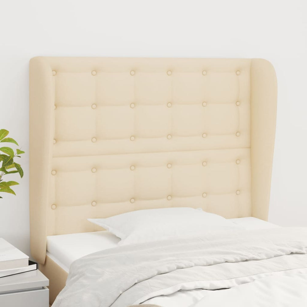vidaXL Tête de lit à oreilles crème 103x23x118/128 cm Tissu