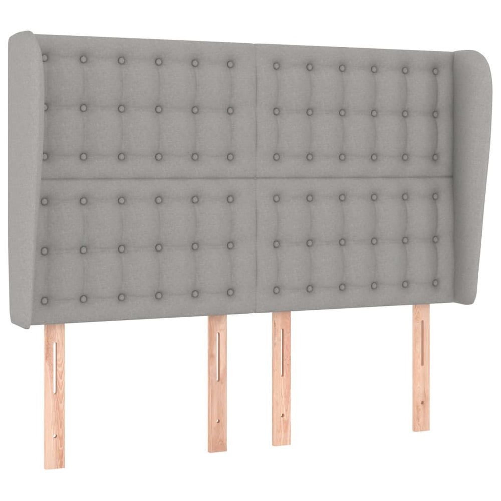 vidaXL Tête de lit à oreilles Gris clair 147x23x118/128 cm Tissu