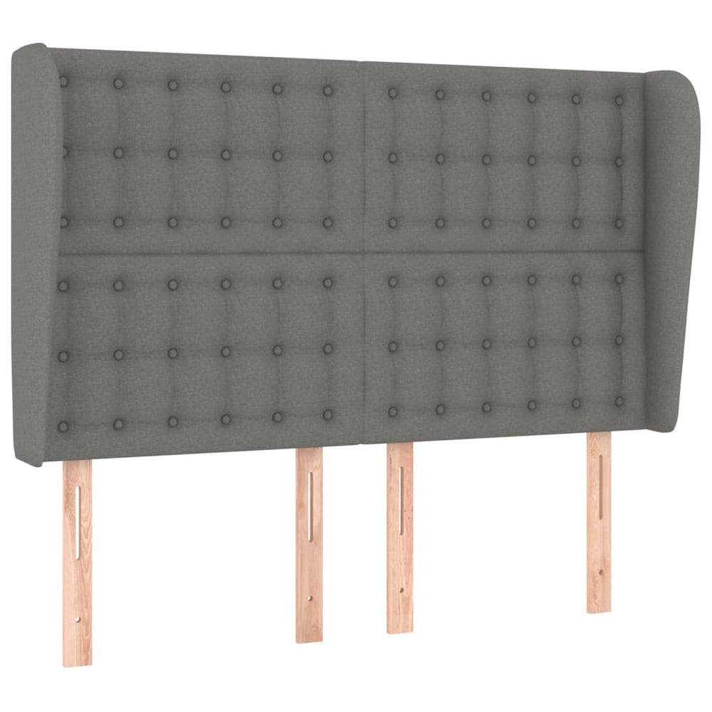 vidaXL Tête de lit à oreilles Gris foncé 147x23x118/128 cm Tissu