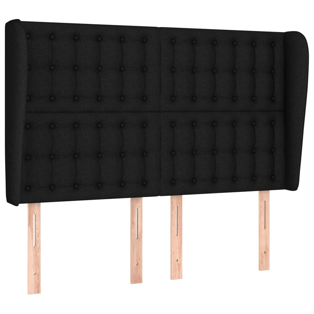 vidaXL Tête de lit avec oreilles Noir 147x23x118/128 cm Tissu