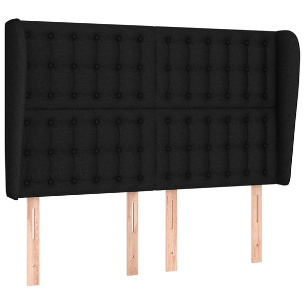 Kopfteil mit Ohren Schwarz 147x23x118/128 cm Stoff