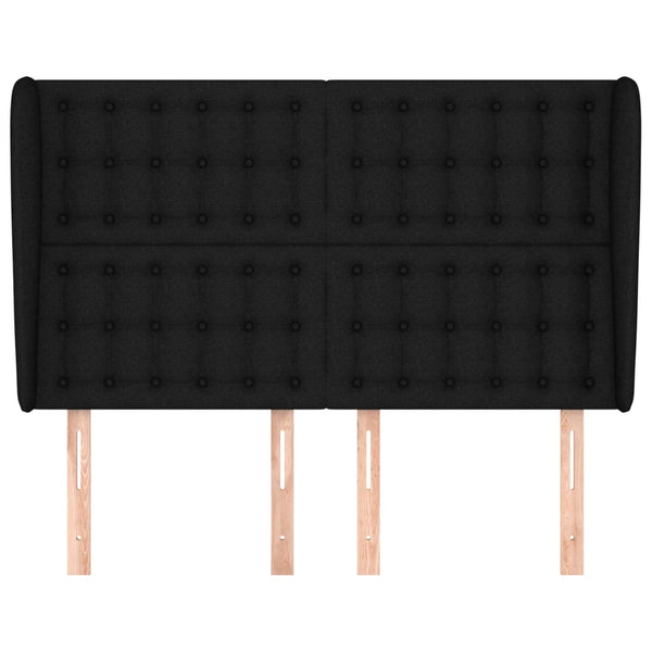 Kopfteil mit Ohren Schwarz 147x23x118/128 cm Stoff