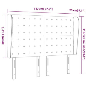 Kopfteil mit Ohren Schwarz 147x23x118/128 cm Stoff