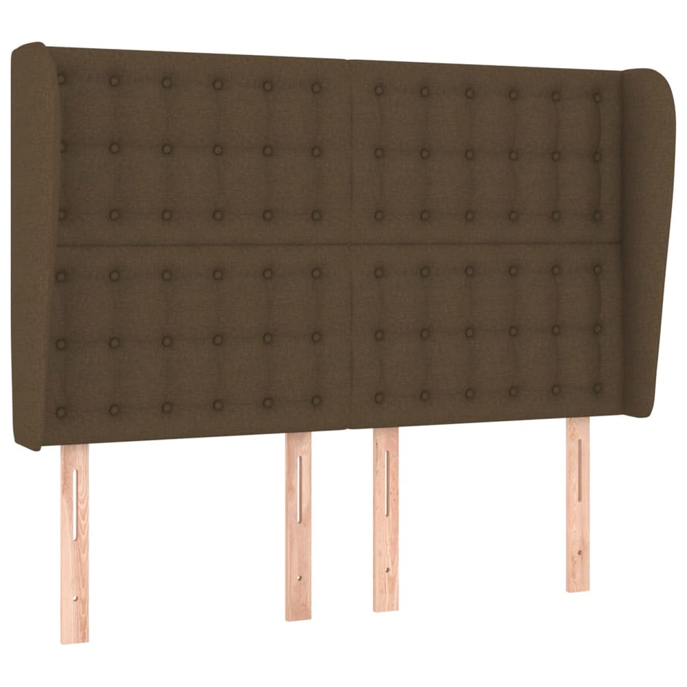 vidaXL Tête de lit à oreilles Marron foncé 147x23x118/128 cm Tissu