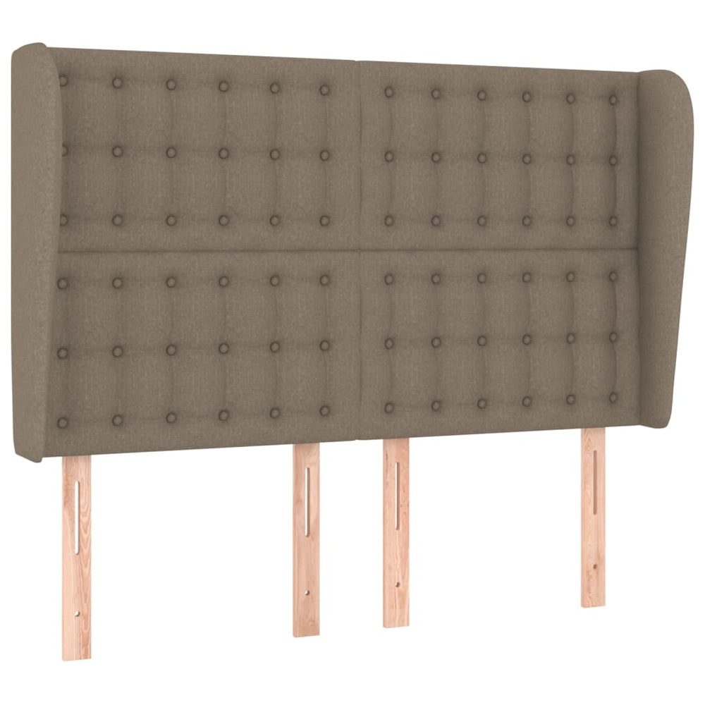 vidaXL Tête de lit à oreilles Taupe 147x23x118/128 cm Tissu