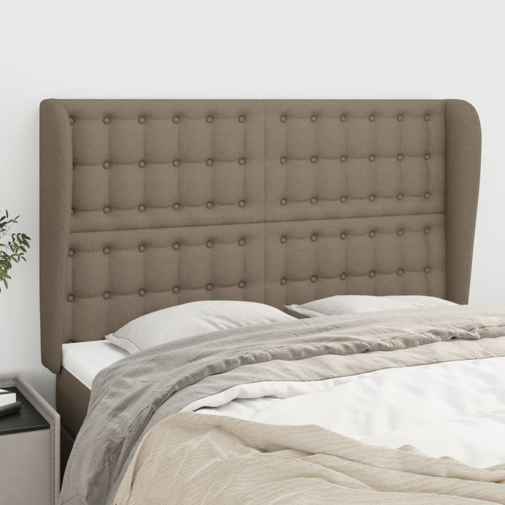 vidaXL Tête de lit à oreilles Taupe 147x23x118/128 cm Tissu