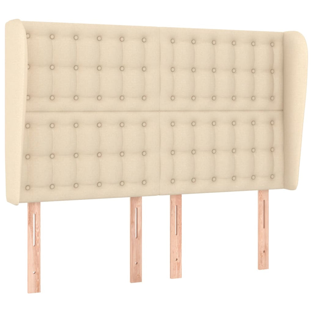 vidaXL Tête de lit à oreilles Crème 147x23x118/128 cm Tissu