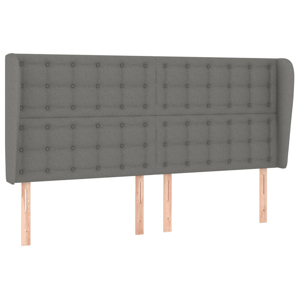 vidaXL Tête de lit à oreilles Gris foncé 163x23x118/128 cm Tissu