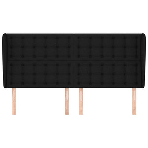 Kopfteil mit Ohren Schwarz 163x23x118/128 cm Stoff