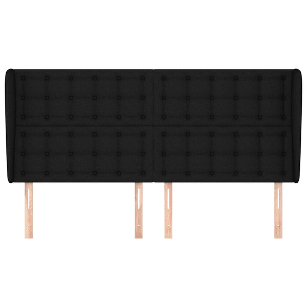 Kopfteil mit Ohren Schwarz 163x23x118/128 cm Stoff
