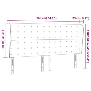 Kopfteil mit Ohren Schwarz 163x23x118/128 cm Stoff