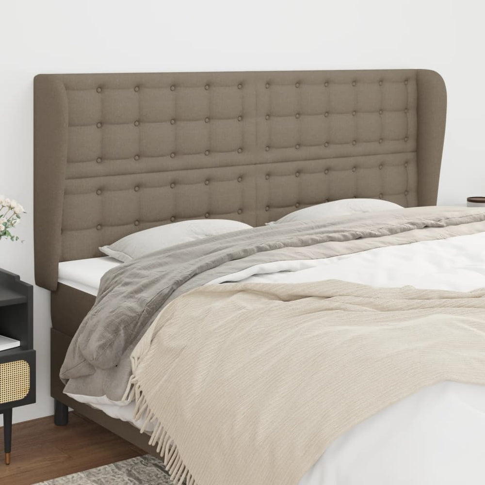 vidaXL Tête de lit à oreilles Taupe 163x23x118/128 cm Tissu