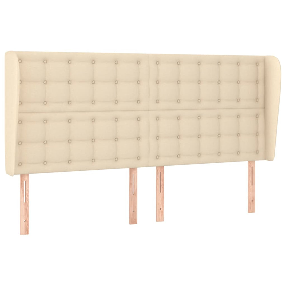 vidaXL Tête de lit à oreilles Crème 163x23x118/128 cm Tissu