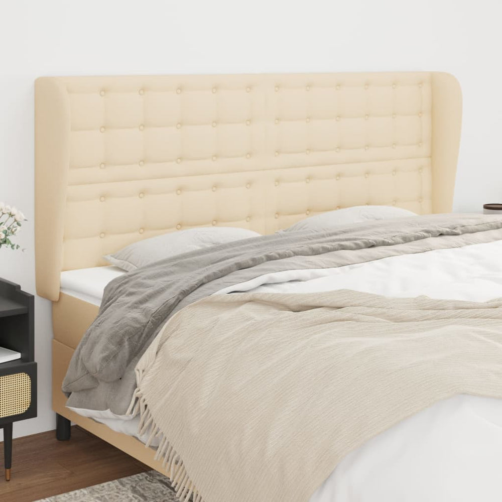 vidaXL Tête de lit à oreilles Crème 163x23x118/128 cm Tissu