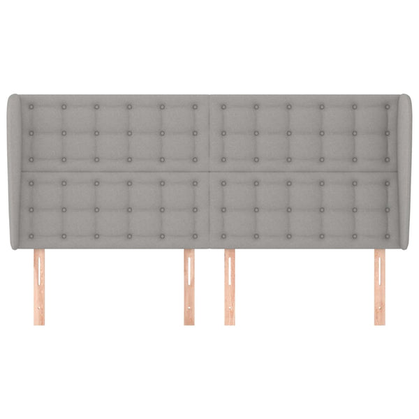 Kopfteil mit Ohren Hellgrau 183x23x118/128 cm Stoff