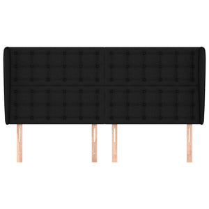 Kopfteil mit Ohren Schwarz 183x23x118/128 cm Stoff