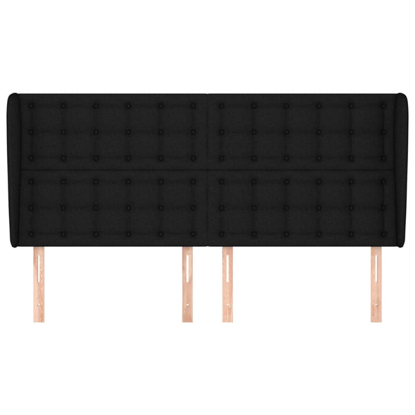 Kopfteil mit Ohren Schwarz 183x23x118/128 cm Stoff