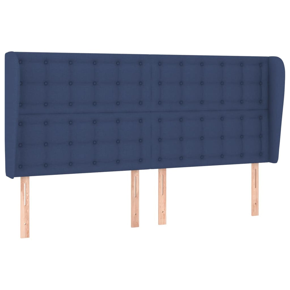vidaXL Tête de lit à oreilles Bleu 183x23x118/128 cm Tissu