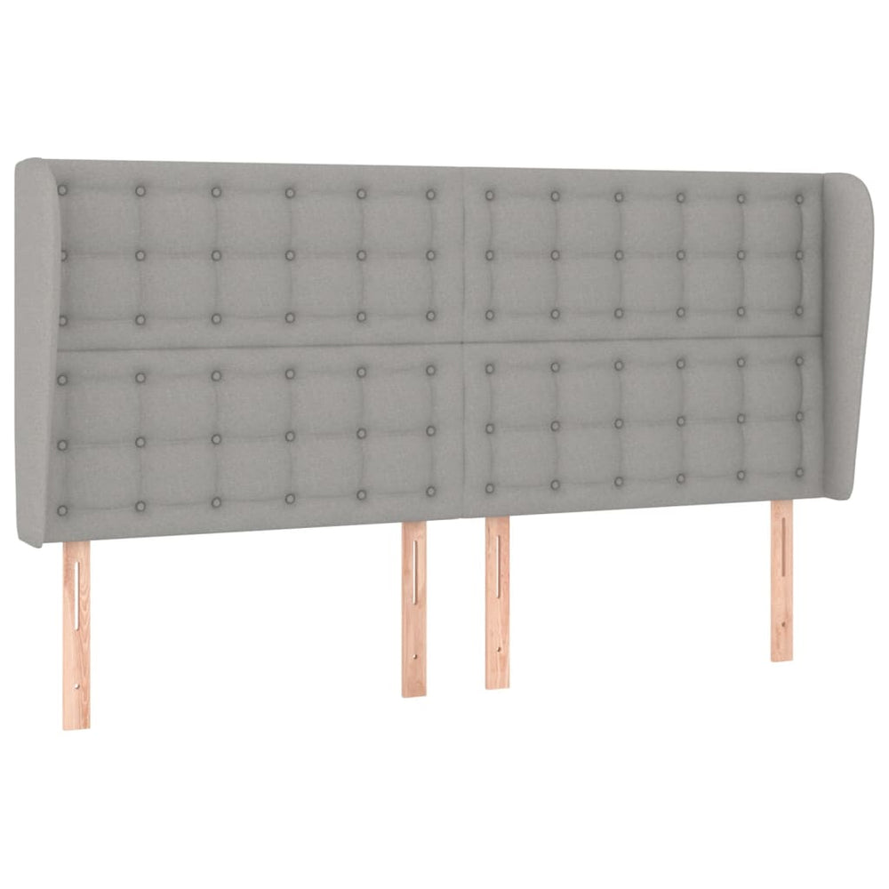 vidaXL Tête de lit à oreilles Gris clair 203x23x118/128 cm Tissu