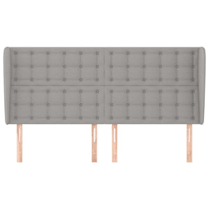 Kopfteil mit Ohren Hellgrau 203x23x118/128 cm Stoff
