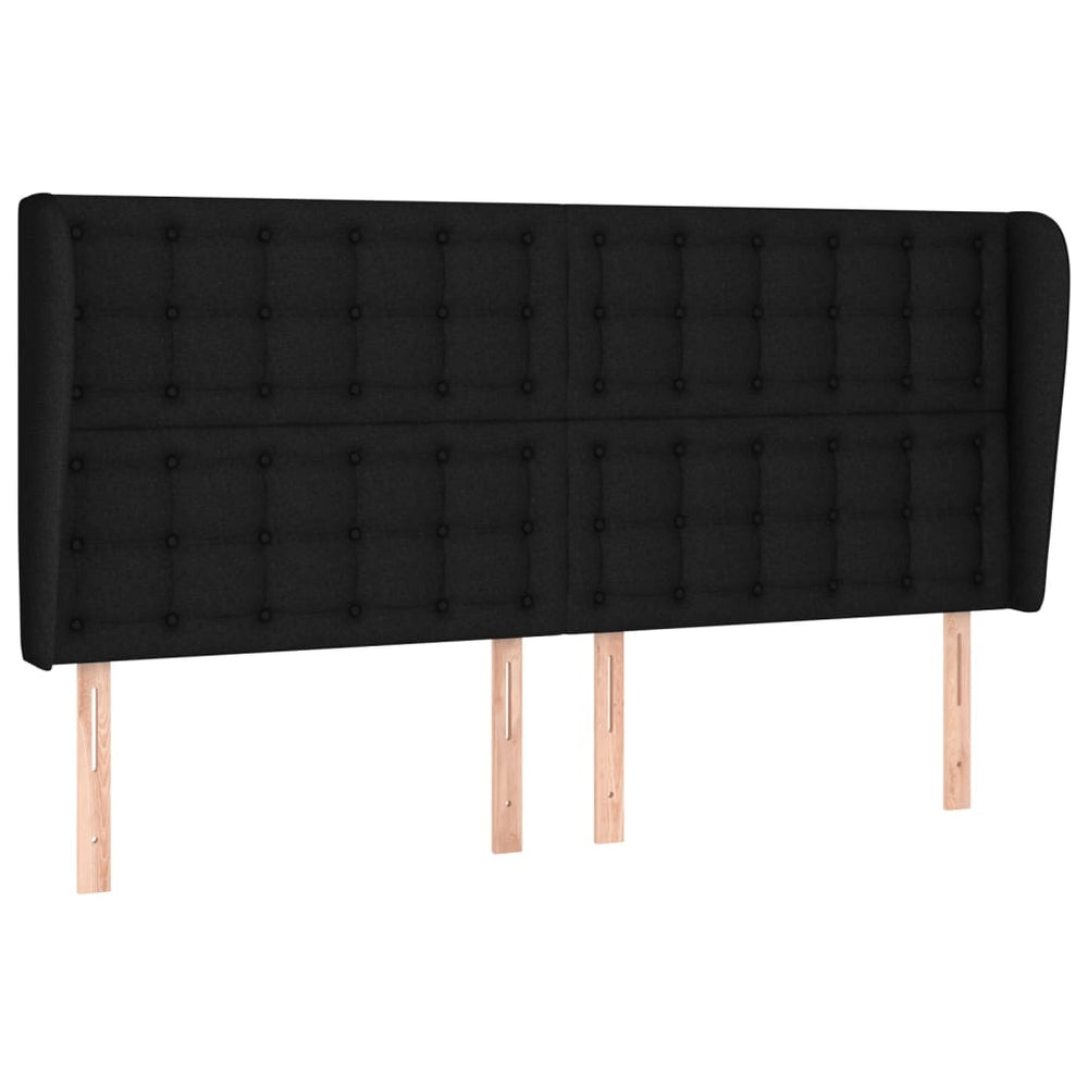 vidaXL Tête de lit à oreilles Noir 203x23x118/128 cm Tissu