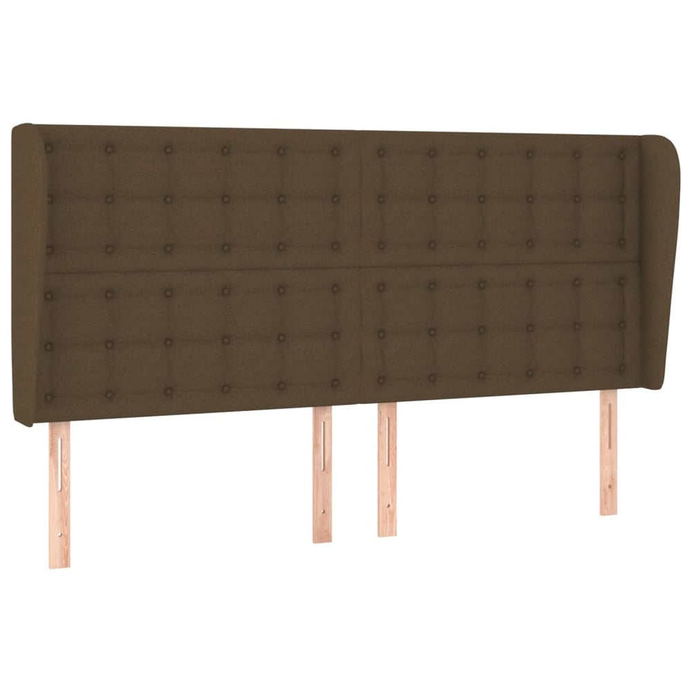 vidaXL Tête de lit avec oreilles Marron foncé 203x23x118/128 cm Tissu