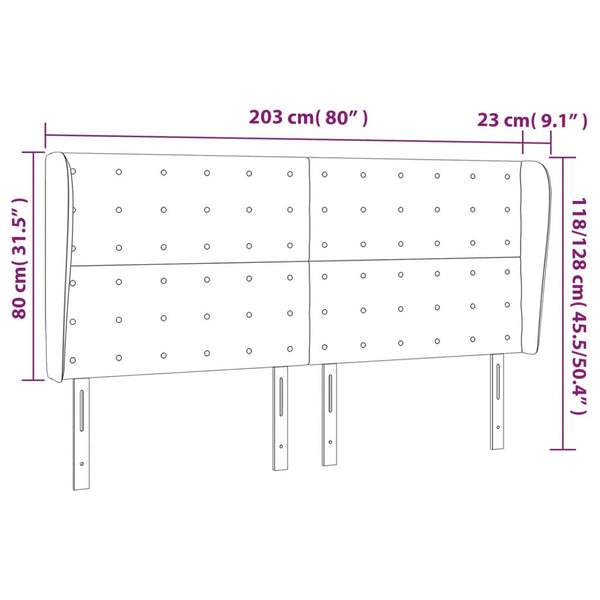 vidaXL Tête de lit à oreilles Crème 203x23x118/128 cm Tissu
