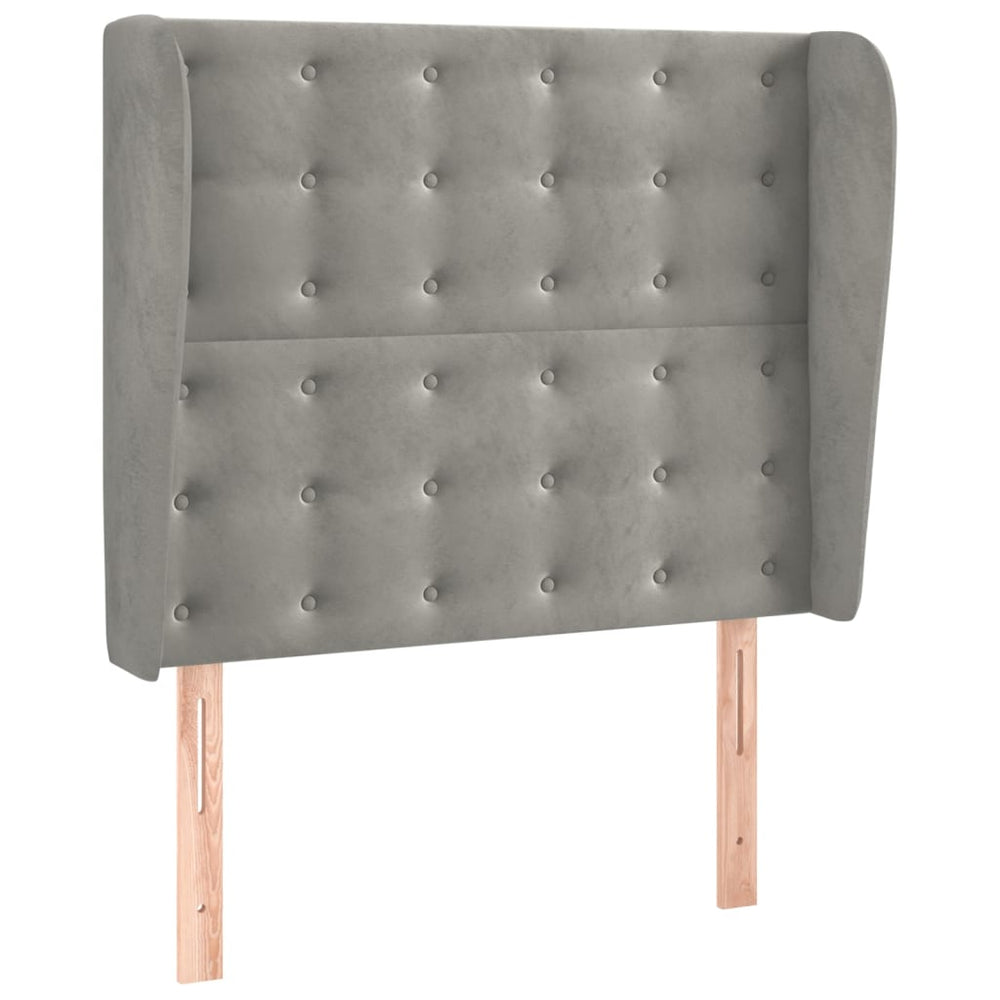 vidaXL Tête de lit à oreilles Gris clair 83x23x118/128 cm Velours