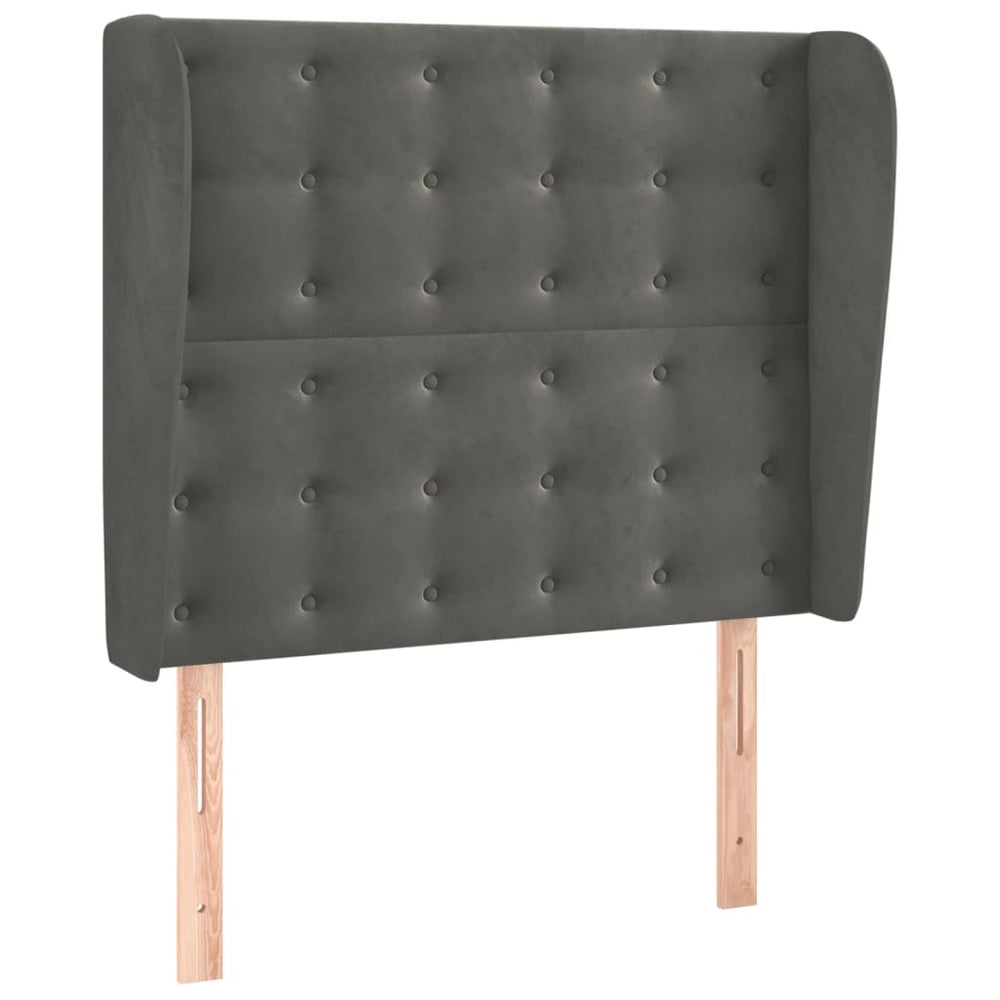 vidaXL Tête de lit à oreilles Gris foncé 83x23x118/128 cm Velours