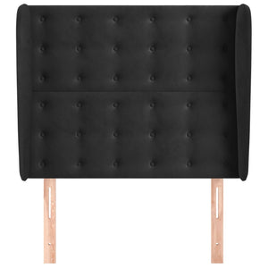 Kopfteil mit Ohren Schwarz 83x23x118/128 cm Samt