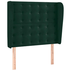vidaXL Tête de lit avec oreilles Vert foncé 83x23x118/128 cm Velours