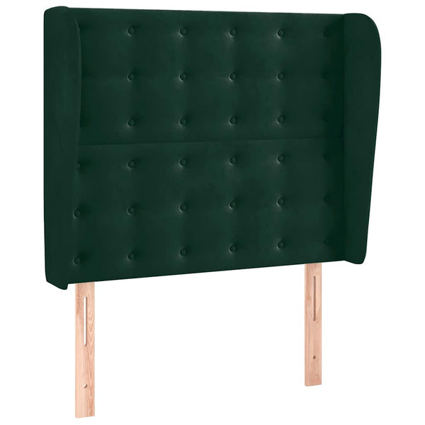 vidaXL Tête de lit avec oreilles Vert foncé 83x23x118/128 cm Velours