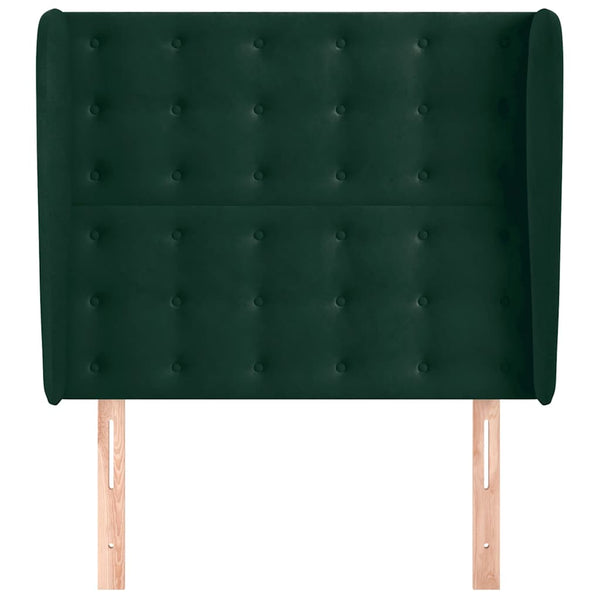 vidaXL Tête de lit avec oreilles Vert foncé 83x23x118/128 cm Velours