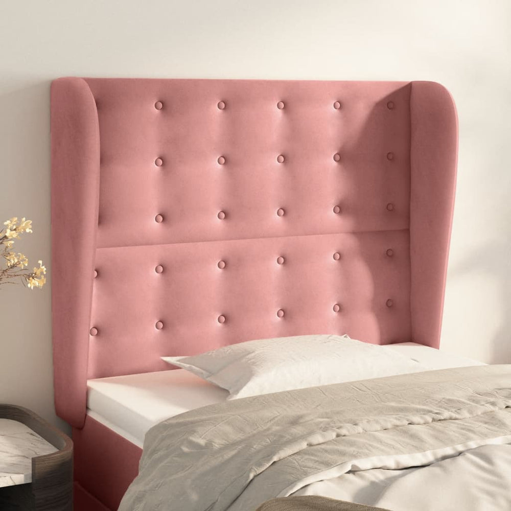 vidaXL Tête de lit à oreilles Rose 83x23x118/128 cm Velours
