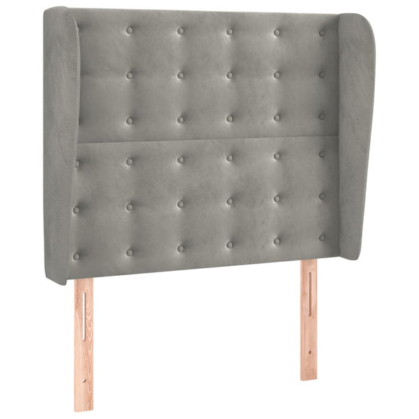 vidaXL Tête de lit à oreilles Gris clair 103x23x118/128 cm Velours