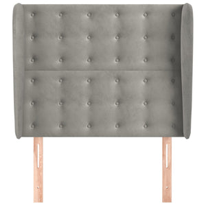 vidaXL Tête de lit à oreilles Gris clair 103x23x118/128 cm Velours