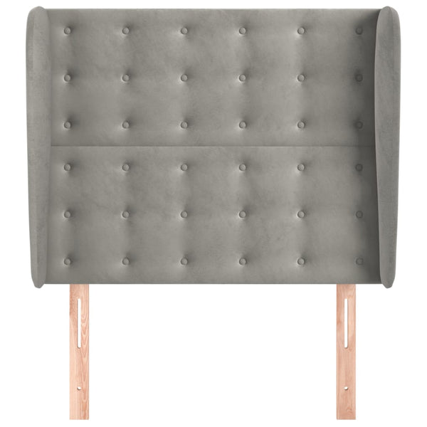 vidaXL Tête de lit à oreilles Gris clair 103x23x118/128 cm Velours