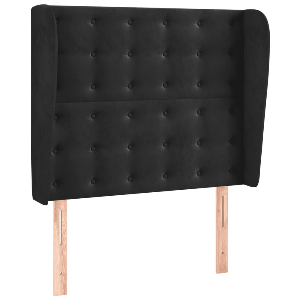 vidaXL Tête de lit à oreilles Noir 103x23x118/128 cm Velours
